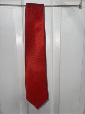 Hermes Red Geometric Silk Tie
